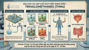 Minh họa phụ phẩm THMs liên quan đến clo dư trong nước sinh hoạt